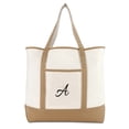 thumbnail image 2 of DALIX Women's Natural Tote Bag Shoulder Bags Brown With Monogram Letter A, 2 of 8
