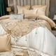 thumbnail image 2 of Juego de cama de lujo de cuatro piezas con bordado europeo de flores de champán, 2 of 5