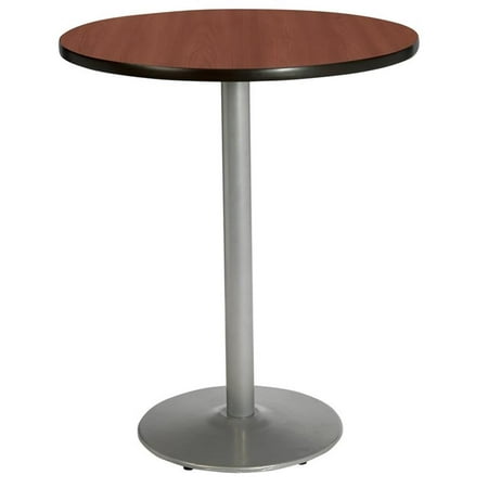 KFI Studios Mode 3.5' Round Bistro Table, Mahogany, Silver Base