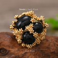 thumbnail image 4 of Vintage Oval Round Stone Statement Ring for Women Gold Plated Elegant Colorful Birthstone Flower Beaded Adjustable Open Wrap Finger Rings Comfort Fit Antique Art Deco Jewelry, 4 of 12
