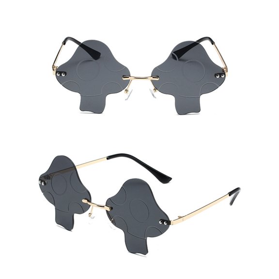 GIJNRIUIUA Under $5 Cartoon Mushroom Sunglasses for Women Irregular Mushroom Shape Shades Colorful Transparent Novelty Party Sun Glasses Festival Photo Booth Eyewear Rimless Frameless