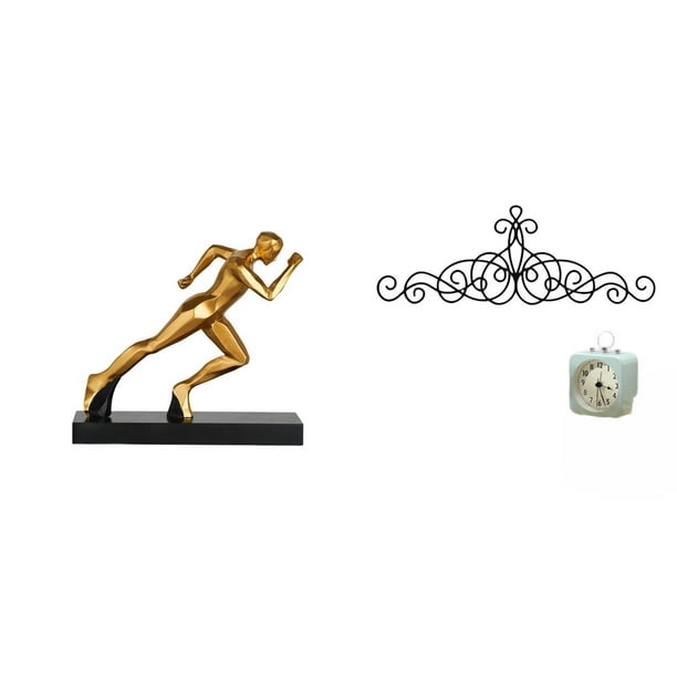 Estatua del corredor,Estatua de corredor,escultura de arte abstracto,figura,Decoración de pared con arte de pergamino,Decoración de pared con arte en pergamino,arte rústico de metal para