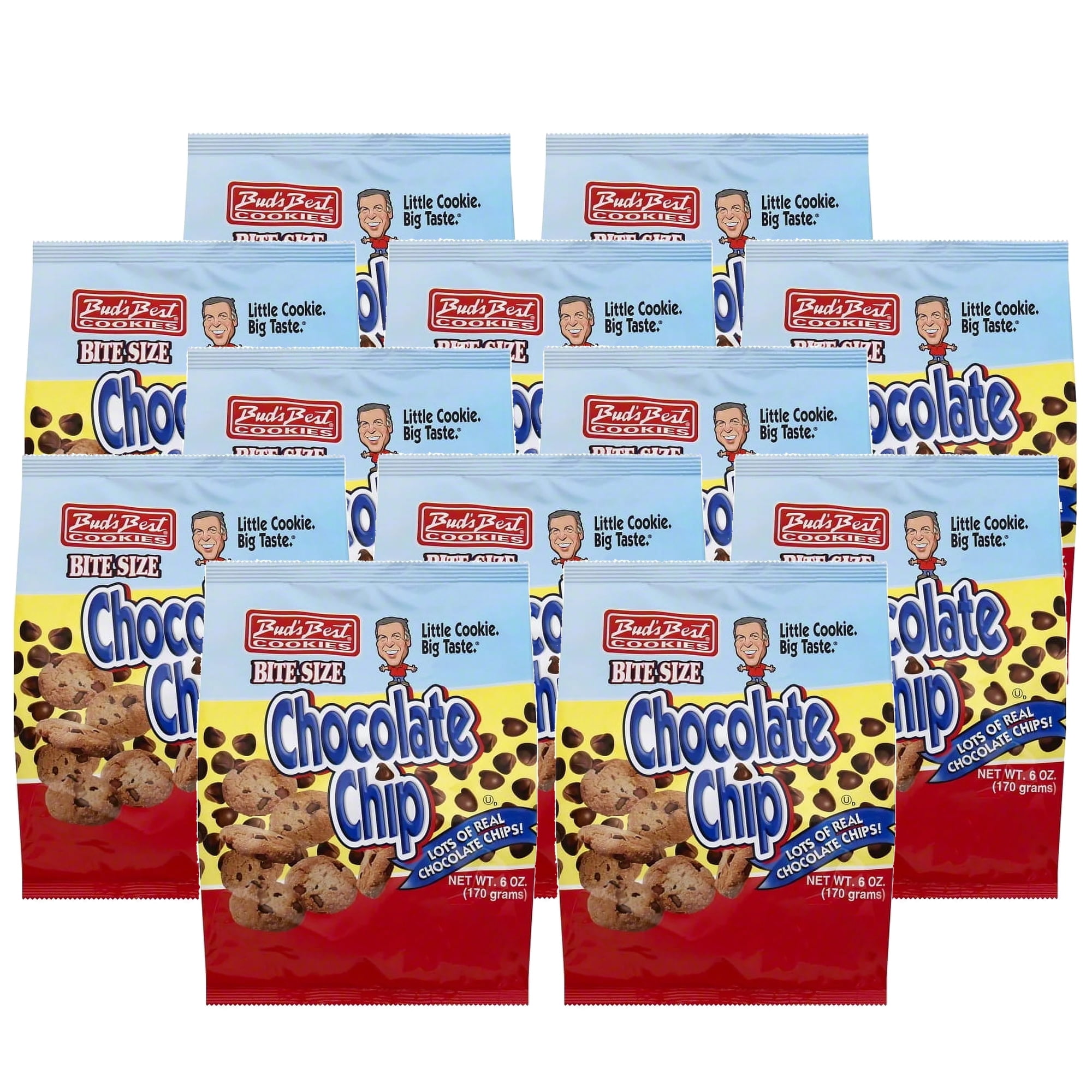 Bud’s Best Bite-Size Chocolate Chip Cookies, Made with Real Chocolate Chips, 6 oz (12 Pack)