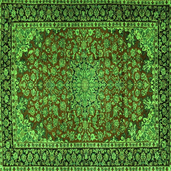 Ahgly Company Indoor Square Persian Green Traditional Area Rugs, 6' Square