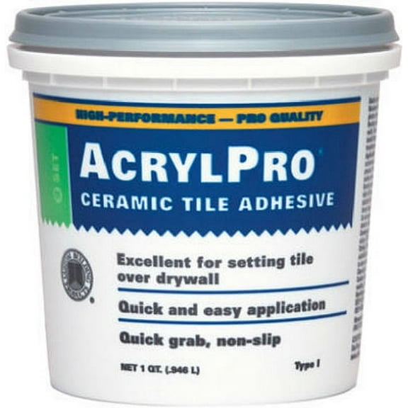 Custom ARL4000QT AcrylPro Ceramic Tile Adhesive, 1Qt, White, Each