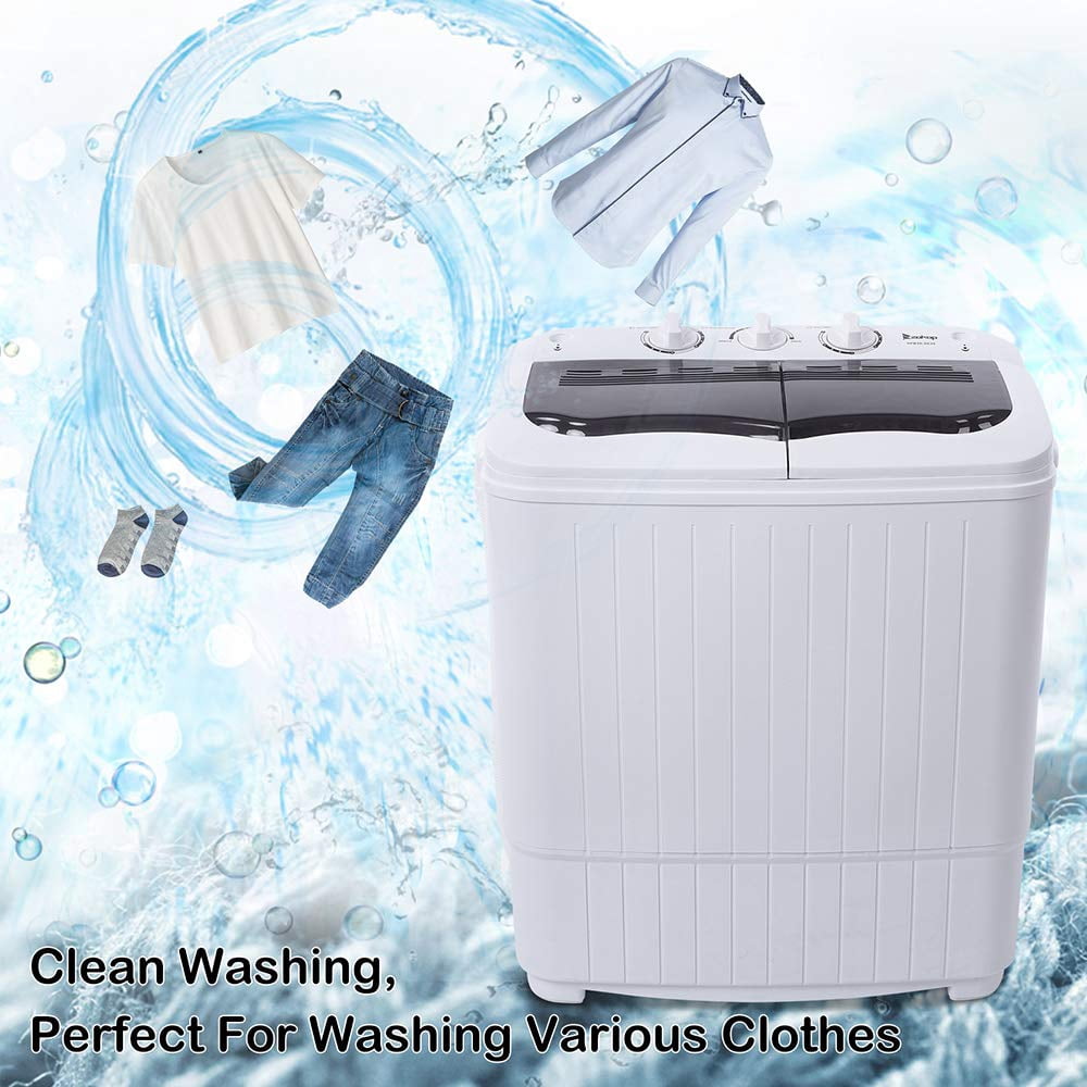 14.3 lbs Compact Twin Tub Washing Machine, 7.7 lbs Washer Mini Compact Laundry Machine and 6.6 lbs Spinner, Semi-automatic Washer Combo for Dorms, Apartments, RVs