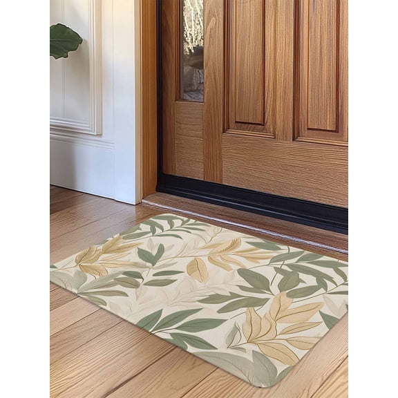 Sage Green Yellow Botanical Door Mat Indoor Outdoor Entrance, Non Slip Rug for Kitchen Bathroom Entryway Rug, Vintage Spring Summer Washable Doormat Floor Mat for Office Home Decor 20x31.5 Inch