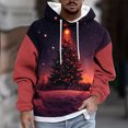 thumbnail image 1 of Sudadera con capucha para hombre, estilo casual, con cuello redondo, estampado de árbol de Navidad, manga larga, blusa de poliéster, 1 of 5
