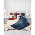 thumbnail image 3 of Navy Blue Burnt Orange King Size Down Alternative Comforter, Lightweight Comforter Quilt Bedding Set with Pillow Shams Modern Boho Art Geometric All Seasons Bed Comforter Duvet Insert 96"x106", 3 of 7