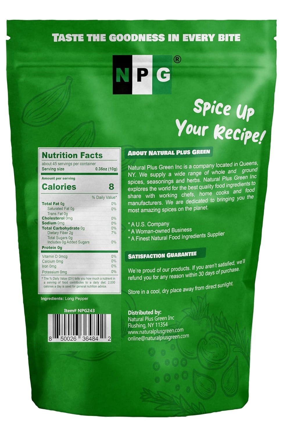 NPG Long Pepper 16 Oz, Whole Long Black Pepper, Piper Longum Black Peppercorns, Pippali Aromatic Spice for Indian, Middle Eastern, and Mediterranean Cuisine, Strong Flavor Enhancer