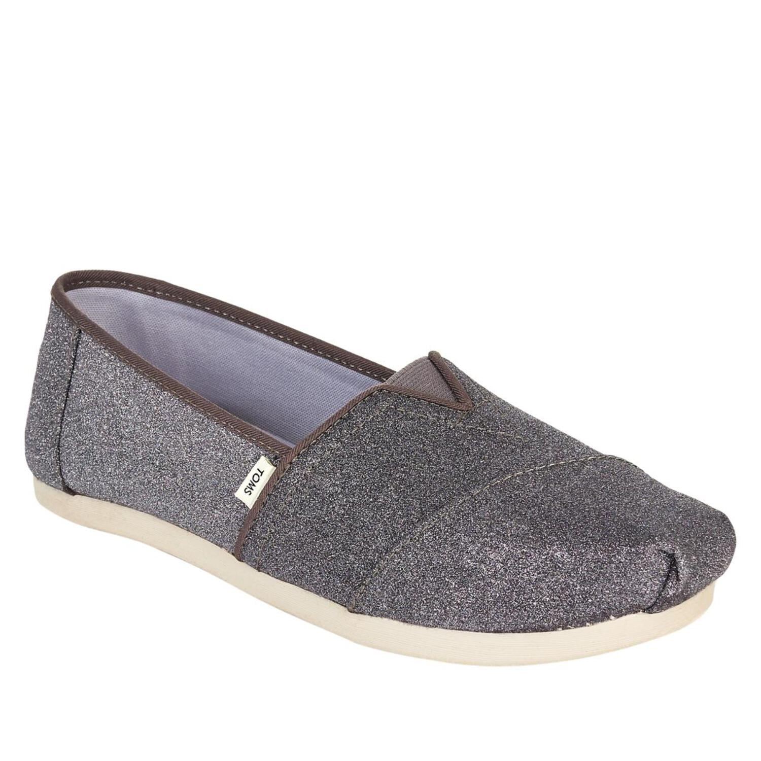 TOMS Women's Champagne Glitter Classic Woven Alpargata US7