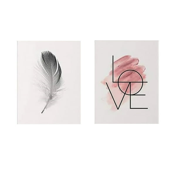 2 Pcs Unframed Letter Graphic Painting Wall Drawings Aesthetic Unfading Artwork Removable Poster Fashionable Decors Picture for Living Room Bedroom Corridor