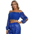 thumbnail image 3 of Kaerm Women Belly Dance Outfit Belly Dancing Top with Harm Pants Royal Blue One Size, 3 of 7