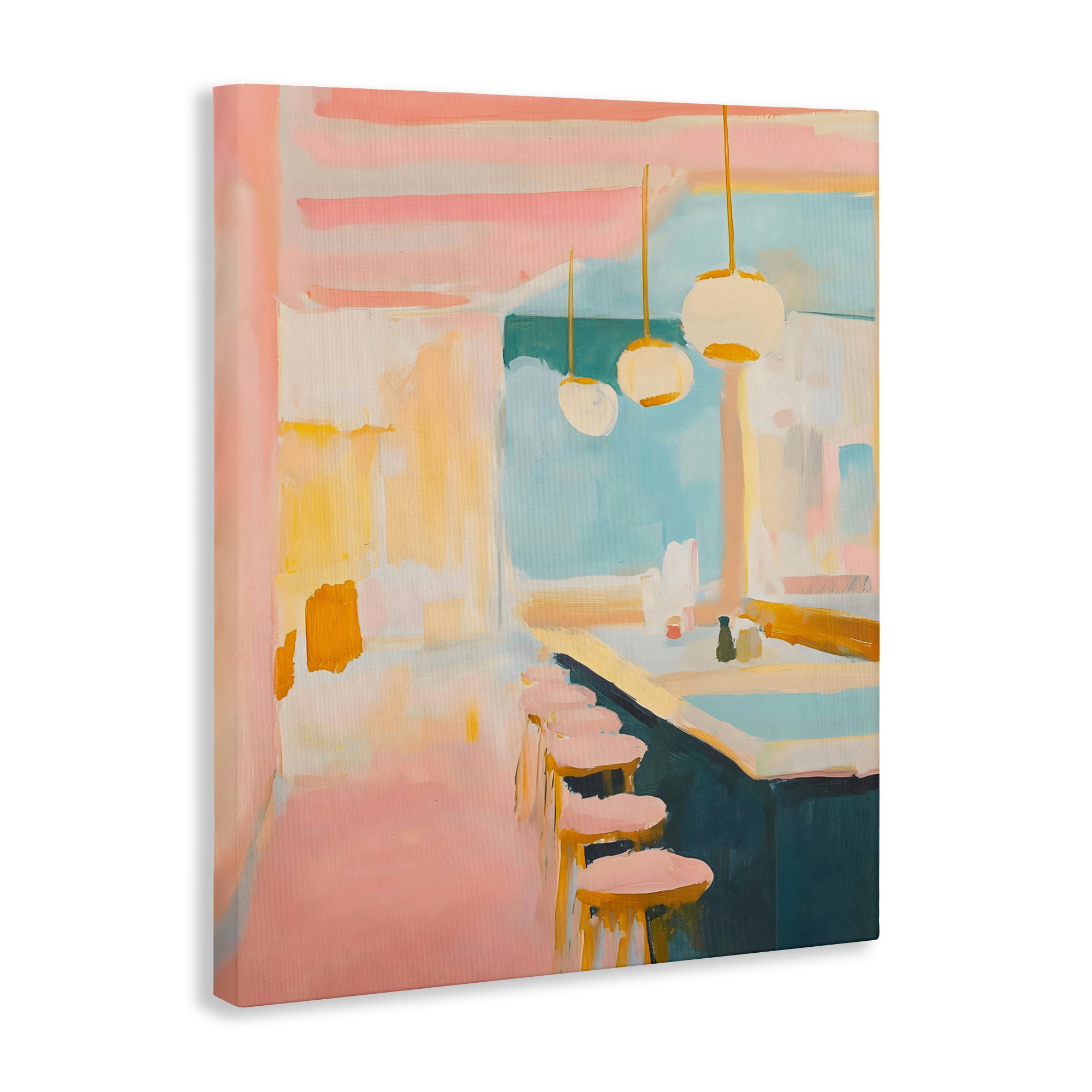 Stupell Industries Pastel Pink Bar Stools Canvas Wall Art, design by The Prints Vibe