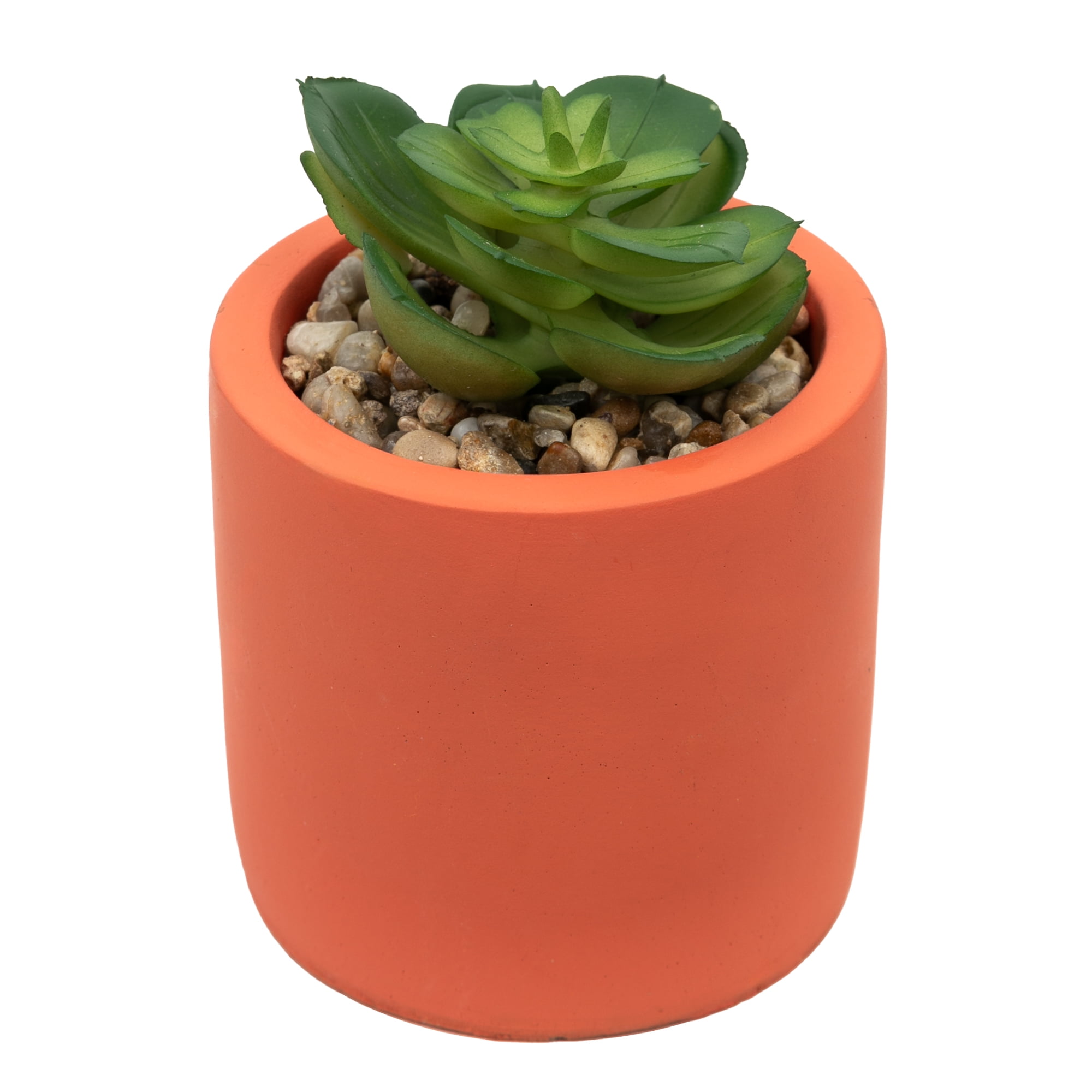 Mainstays by Becky G. & Alejandra 5.5" Artificial Succulent Plants in Orange, Mimosa & White Modern Ceramic Planters (3 Count)