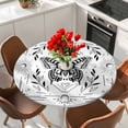thumbnail image 2 of Black and Round Fitted Table Cover White Frame Butterfly Sun Moon Waterproof Table Cloth with Elastic Edge Wipeable Tablecloth for Picnic Camping Party Fits 55"-60" Diameter, 2 of 8