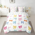 thumbnail image 3 of Manfei Cute Ribbon Bedding Queen Size, Kawaii Princess Bowknot Bed Set, Polka Dots Reversible Bedding Sets Queen Size, Super Cozy Room Decor, 7 Pieces, 3 of 8