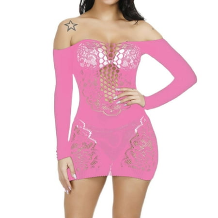 Yuhangmm Women s Sexy Strapless Bodycon Hollow Out Mesh Dress Sleeveless Mini Skirt Sexy Gothic Clothes for Women Lingerie