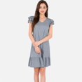 thumbnail image 4 of Women's Ruffle Sleeve V-Neck Dress with Tiered Hem and Relaxed Fit - Medium, Gray, 4 of 7