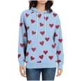 thumbnail image 4 of Enjoytime Womens Hoodies Hearts Printed Long Sleeve Casual Sweatshirt Fall Winter Fashion Trendy Pullover Sweatshirts Light Blue XL, 4 of 6