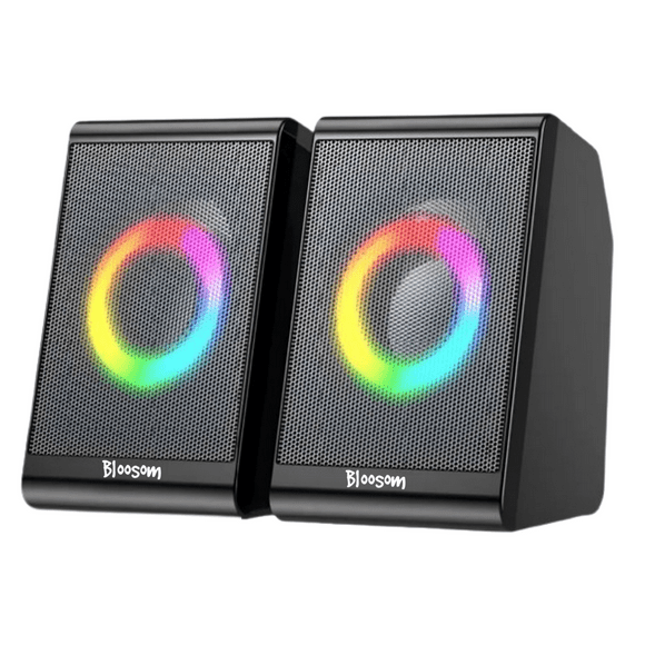 Bocinas Para Pc  Bloosom Computadora Escritorio Altavoz Rgb Subwoofer Negro