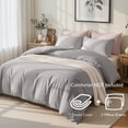 thumbnail image 3 of Exclusivo Mezcla King Bedding Duvet Cover Set, 3 Pieces Lightweight Comforter Cover with Pillow Shams (Light Grey), 3 of 8