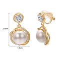 thumbnail image 4 of Yoursfs White Faux Pearl Clip Drop Earrings for Women Gold Plated Cubic Zirconia Clip Earrings Non Pierced Fashion Jewelry, 4 of 6