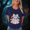 thumbnail image 4 of TOWED22 Halloween Shirts for Women Bow Ghost Shirt Cute Spooky Tshirt Fall Flower Graphic Tees Short Sleeve Casual Tops(Navy,S), 4 of 8