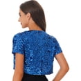 thumbnail image 3 of TiaoBug Women Shiny Sequin Jacket Short Sleeve Glitter Cropped Blazer Bolero Shrug Top, 3 of 7