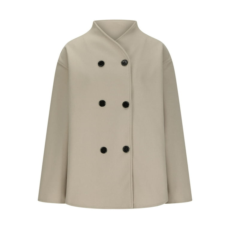 UAMVSH Womens Jacket Stand Collar Double Breasted Casual Jackets