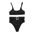 thumbnail image 4 of WREESH 2 Piece Set Women Solid Color High Waist Bikini Explosion Split Swimsuit, 4 of 9