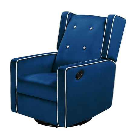 Manually adjustable 360 ° rotating recliner blue velvet