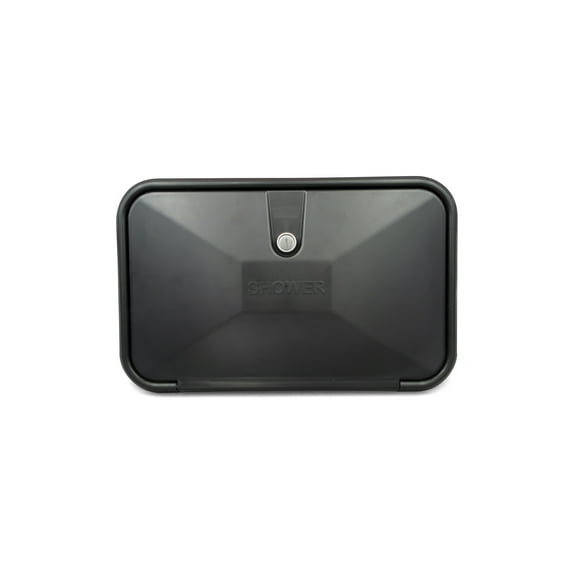 RV Camper Outdoor Exterior Shower with Easy Storage Head Hose and ON/OFF Hot Cold Knobs Black PN 94196