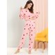 thumbnail image 3 of Pijama de Franela Allegra K Lindo Impreso manga larga Top y Pantalones Para Dormir Suave Conjuntos Invierno Fresa Rosa XXL, 3 of 6