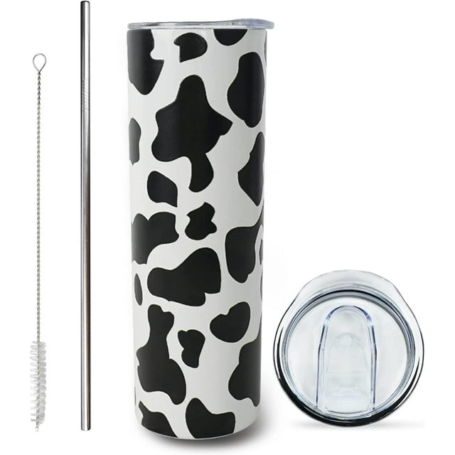 Cow Print Ts For Women Men Cow Print Tumbler Cup With Lid And Straw 20 Oz Stainless Steel