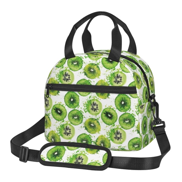 Balery Green Kiwi Bolsa de Almuerzo Impresa, Caja de Almuerzo Reutilizable, Bolsa Térmica Aislada para Almuerzo, Bolsa Antiderrames