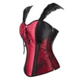 thumbnail image 2 of Grebrafan Women Corset Straps Cosplay Steampunk Bustier Top Wine Red S, 2 of 5