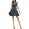 thumbnail image 1 of INSPIRE CHIC Robe Étoilée Brillante pour Femme Sans Manches Mini en Velours au Style Élégant pour Fêtes et Occasions Spéciales S Gris, 1 of 5