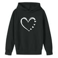 thumbnail image 5 of SERTG Girls Valentine's Hooded Sweatshirt Long Sleeve Casual with Heart Print Kids Spring Fall Fleece-Lined Solid Color Everyday Top(Black,3 Years), 5 of 5