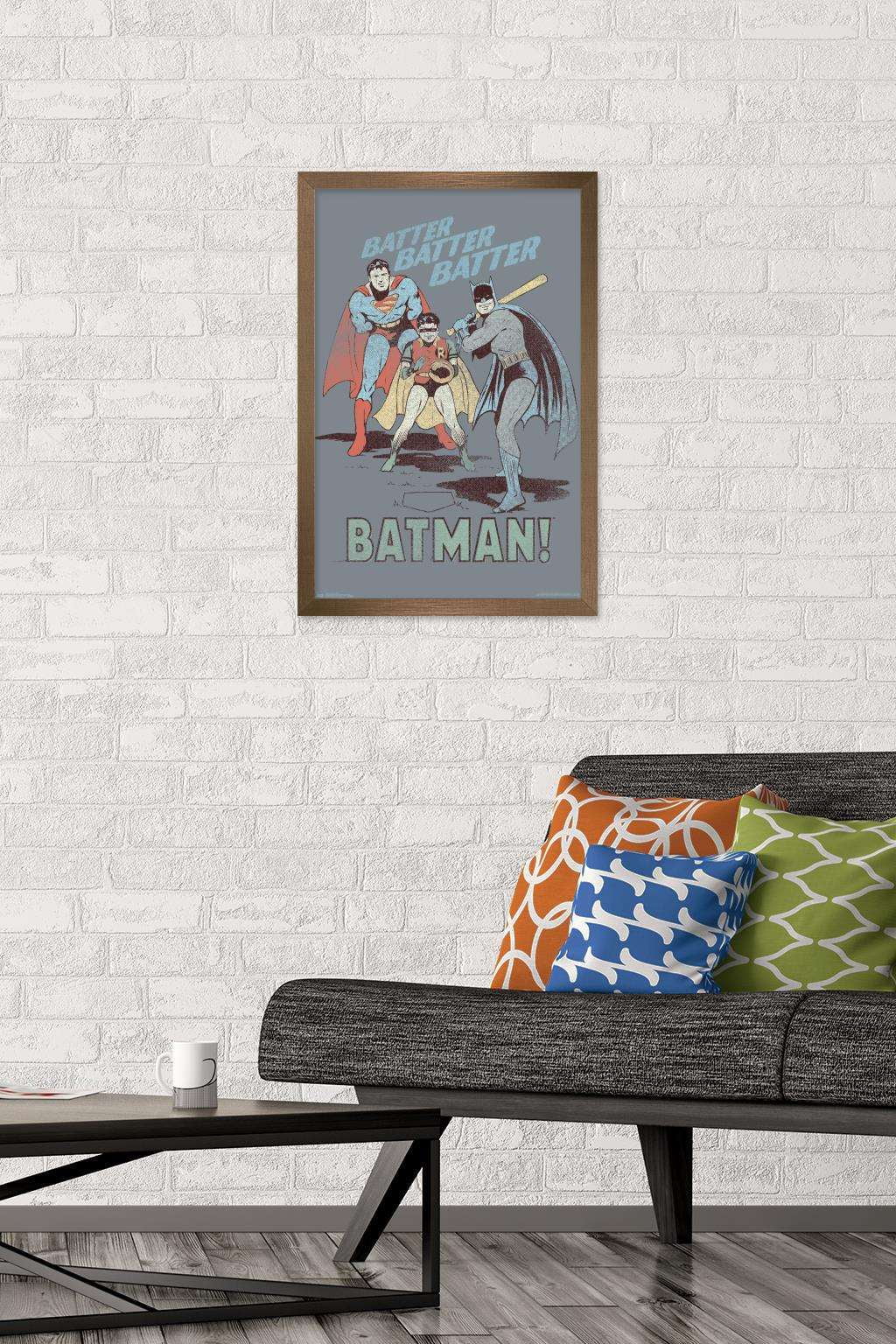 DC Comics - Batman - Robin - Superman - Batter Wall Poster, 14.725" x 22.375", Framed