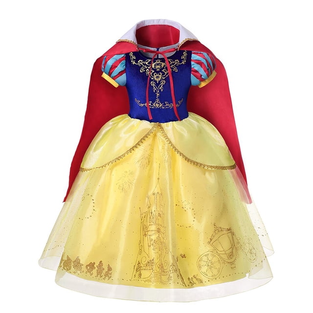 Vestido de Blancanieves de Disney para niñas, disfraz de princesa con capa, vestido de baile de encaje para Halloween, ropa de fiesta de cumpleaños para niños Fivean unisex