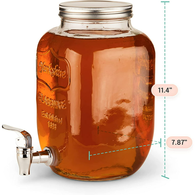 Estilo 2 Gallon Drink Dispenser, Glass Mason Jar Beverage  Dispenser, Clear - Leak Free Spigot and Lid, Strong Glass for Parties,  Weddings, and Picnics: Iced Beverage Dispensers