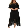 thumbnail image 2 of Robes Grande Taille pour Femmes Robe Aguichant à Volants Sans Bretelles en Dentelle Manches Courtes en Solde, 2 of 7
