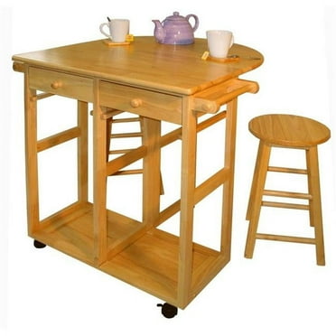 Casual Home Breakfast Kitchen Cart, Drop-Leaf Table, Solid Wood, 2 ...