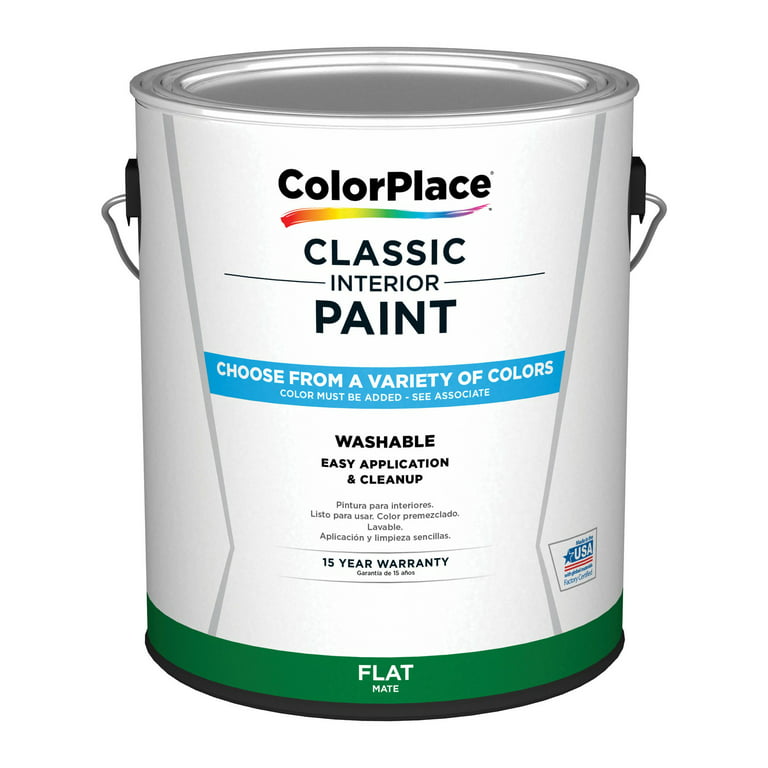 ColorPlace Classic Interior Wall & Trim Paint, Flat, Medium Base, 1 Gallon  