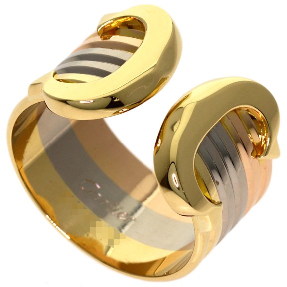 Pre-Owned Cartier 2C Ring LM #48 - 18K Yellow Gold/18K White Pink Gold Women's CARTIER