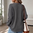 thumbnail image 6 of Pullover Sweaters for Women Zaewscy Women's Henley Neck Button Ribbed Knit Long Sleeve Loose Pullover Sweater Dark Gray XXXL, 6 of 8