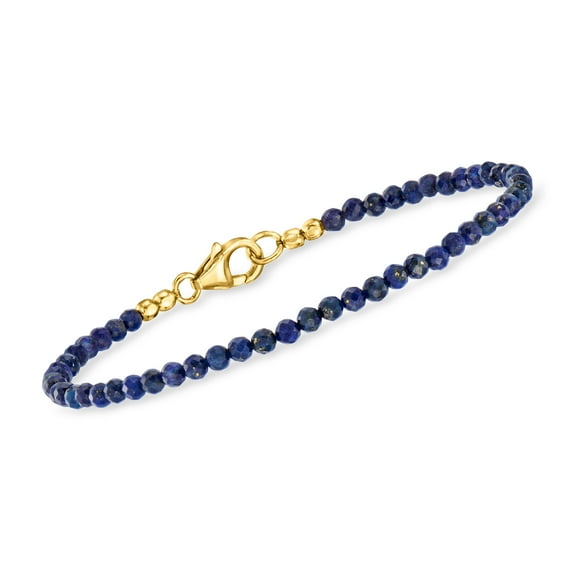Ross-Simons 3-3.5mm Lapis Bead Bracelet in 18kt Gold Over Sterling, Women's, Adult