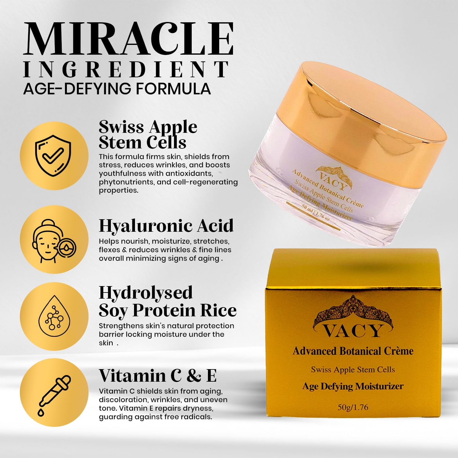 VACY Botanical Face Cream with Swiss Apple Extract, 1.7 fl oz
