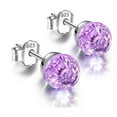 thumbnail image 1 of Boucles d'Oreilles Clous en Pierre Précieuse Argentées Minimalistes à Tige Ronde Bijoux pour Femmes Anniversaire, 1 of 3
